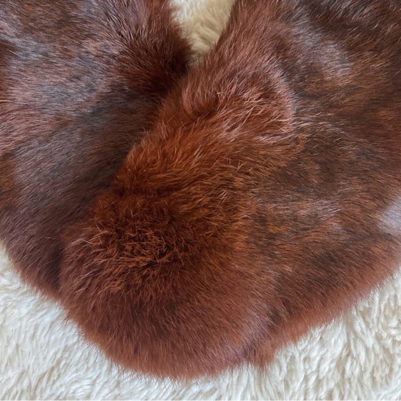 VINTAGE Reddish brown real fur collar~stole~ Wrap~Gadsby~flapper~1920s style - Picture 3 of 14
